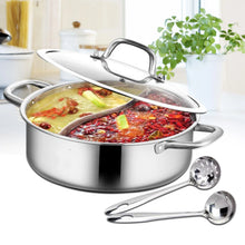 Load image into Gallery viewer, Stainless Steel Pot with Divider &amp; Lid with 2 Soup Ladles
