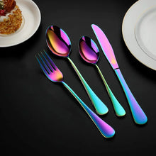 Load image into Gallery viewer, 24-Piece Stainless Steel Rainbow Flatware Set
