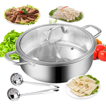 Load image into Gallery viewer, Stainless Steel Pot with Divider &amp; Lid with 2 Soup Ladles
