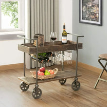 Load image into Gallery viewer, Serving Cart With Wine Rack
