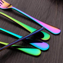 Load image into Gallery viewer, 24-Piece Stainless Steel Rainbow Flatware Set
